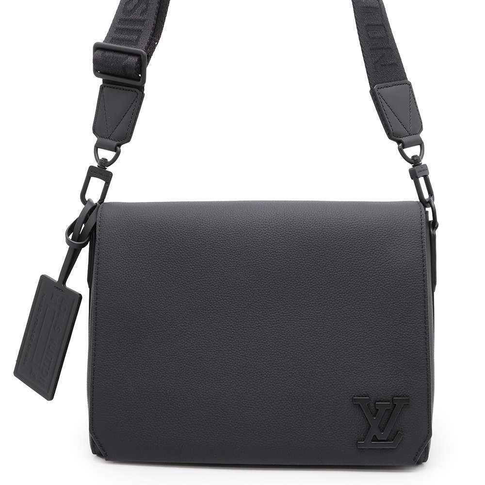 Louis Vuitton Shoulder Bag Takeoff Messenger Calf Leather Black